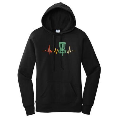 Retro DIsc Golf Shirt, Vintage Heartbeat Disc Golf Basket Women's Pullover Hoodie