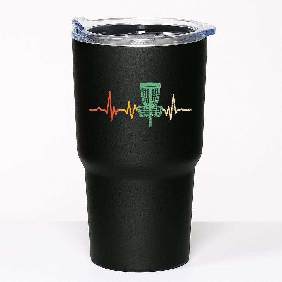 Retro DIsc Golf Shirt, Vintage Heartbeat Disc Golf Basket Tumbler