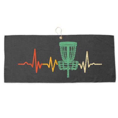 Retro DIsc Golf Shirt, Vintage Heartbeat Disc Golf Basket Large Microfiber Waffle Golf Towel