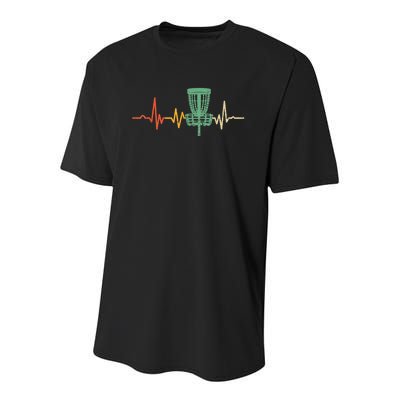 Retro DIsc Golf Shirt, Vintage Heartbeat Disc Golf Basket Youth Performance Sprint T-Shirt