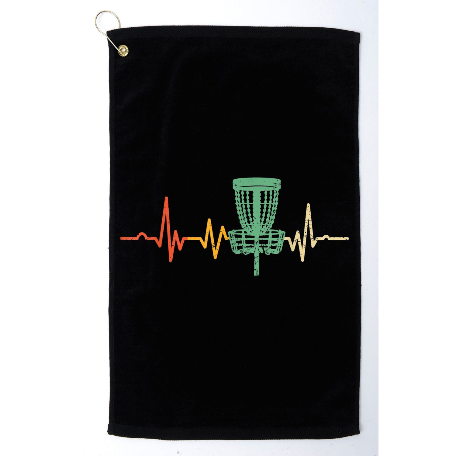 Retro DIsc Golf Shirt, Vintage Heartbeat Disc Golf Basket Golf Towel