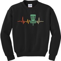 Retro DIsc Golf Shirt, Vintage Heartbeat Disc Golf Basket Kids Sweatshirt