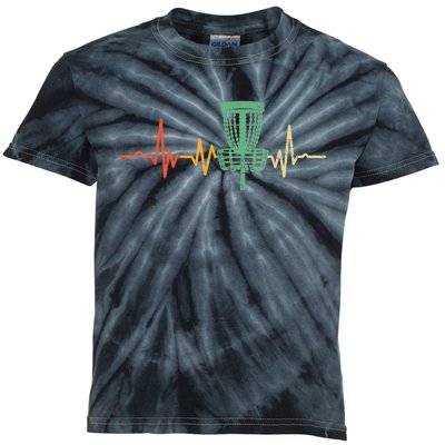 Retro DIsc Golf Shirt, Vintage Heartbeat Disc Golf Basket Kids Tie-Dye T-Shirt