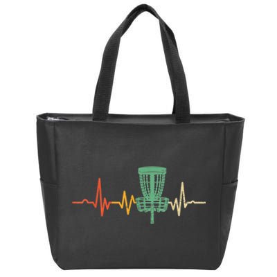 Retro DIsc Golf Shirt, Vintage Heartbeat Disc Golf Basket Zip Tote Bag