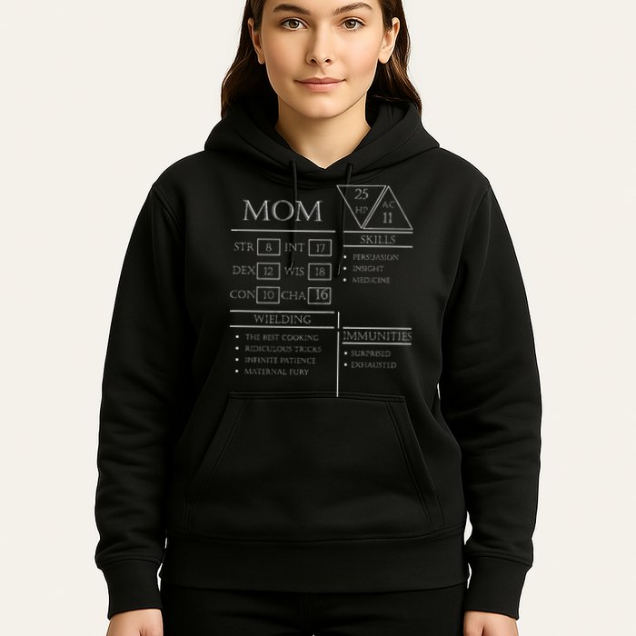 Roleplaying Dice Gamer Dragon Mom Stat Skills Wielding Hoodie