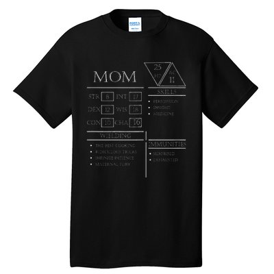 Roleplaying Dice Gamer Dragon Mom Stat Skills Wielding Tall T-Shirt