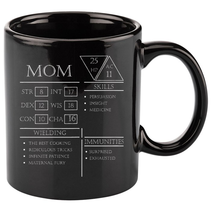 Roleplaying Dice Gamer Dragon Mom Stat Skills Wielding 11oz C Handle Ceramic Mug
