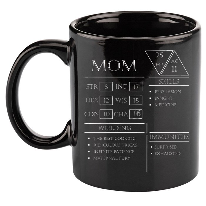 Roleplaying Dice Gamer Dragon Mom Stat Skills Wielding 11oz C Handle Ceramic Mug