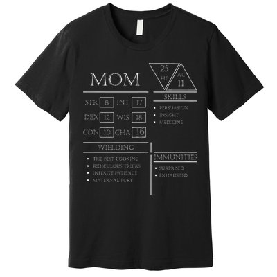 Roleplaying Dice Gamer Dragon Mom Stat Skills Wielding Premium T-Shirt