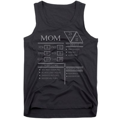 Roleplaying Dice Gamer Dragon Mom Stat Skills Wielding Tank Top