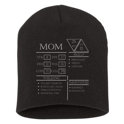Roleplaying Dice Gamer Dragon Mom Stat Skills Wielding Short Acrylic Beanie