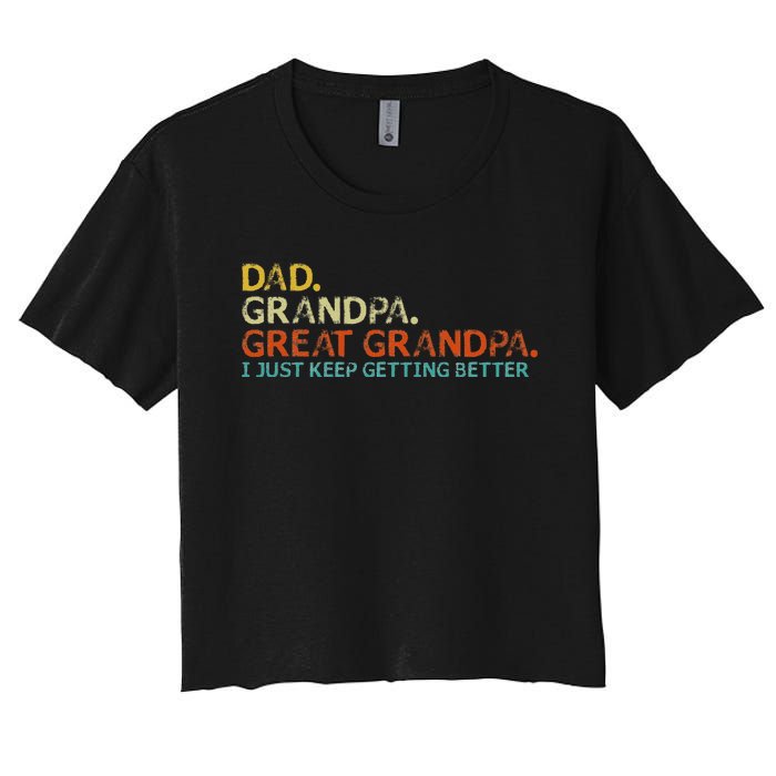 retro dad grandpa great grandpa fathers day funny Women's Crop Top Tee