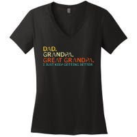 retro dad grandpa great grandpa fathers day funny Women's V-Neck T-Shirt