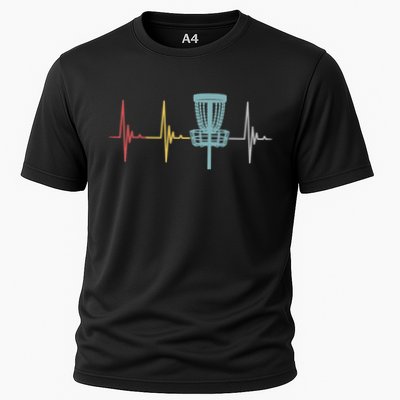 Retro Disc Golf Basket Vintage Heartbeat Golfer Cooling Performance Crew T-Shirt