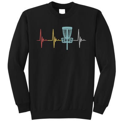 Retro Disc Golf Basket Vintage Heartbeat Golfer Sweatshirt