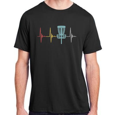 Retro Disc Golf Basket Vintage Heartbeat Golfer Adult ChromaSoft Performance T-Shirt