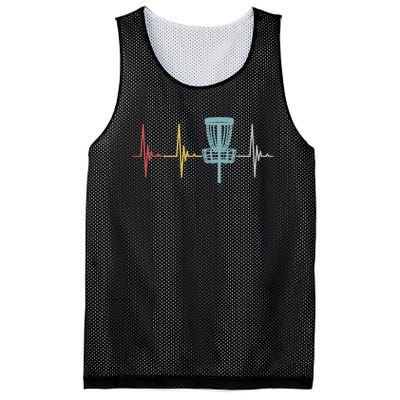 Retro Disc Golf Basket Vintage Heartbeat Golfer Mesh Reversible Basketball Jersey Tank