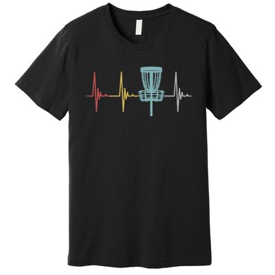 Retro Disc Golf Basket Vintage Heartbeat Golfer Premium T-Shirt