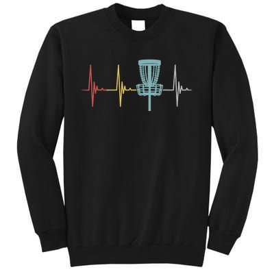 Retro Disc Golf Basket Vintage Heartbeat Golfer Tall Sweatshirt