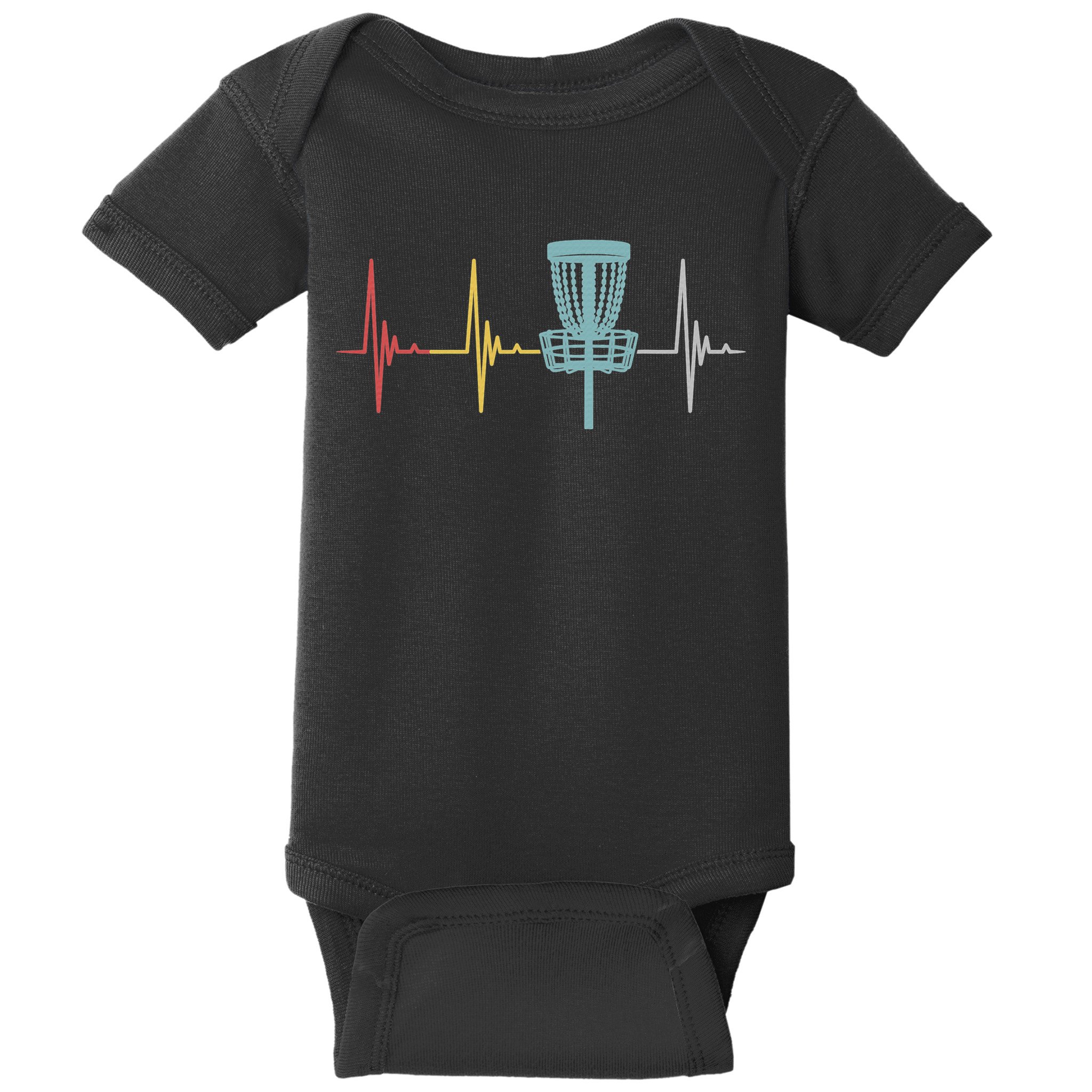 Retro Disc Golf Basket Vintage Heartbeat Golfer Baby Bodysuit