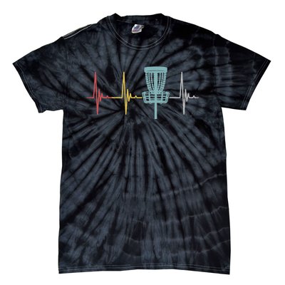 Retro Disc Golf Basket Vintage Heartbeat Golfer Tie-Dye T-Shirt