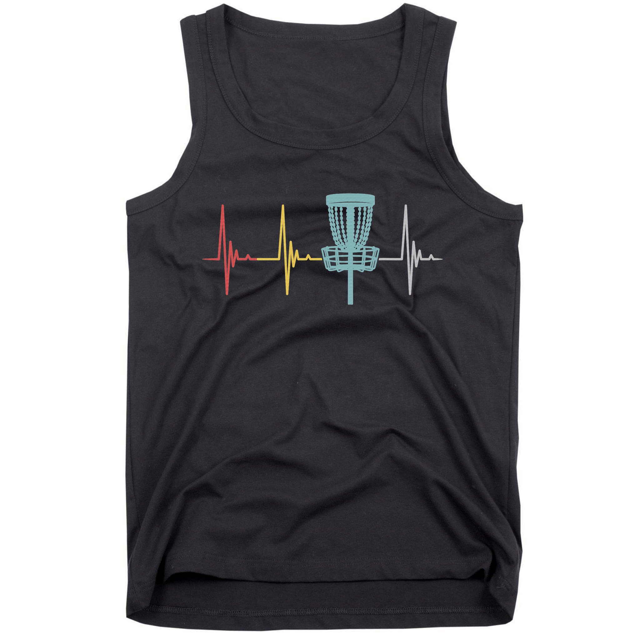 Retro Disc Golf Basket Vintage Heartbeat Golfer Tank Top