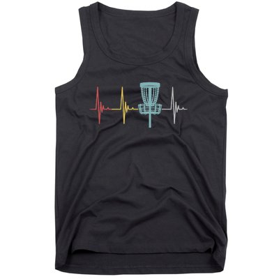 Retro Disc Golf Basket Vintage Heartbeat Golfer Tank Top