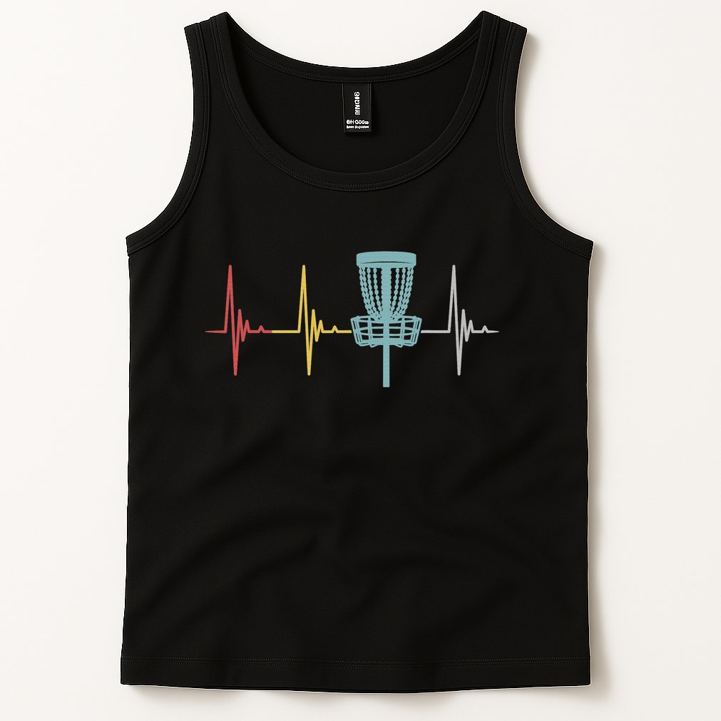 Retro Disc Golf Basket Vintage Heartbeat Golfer Tank Top