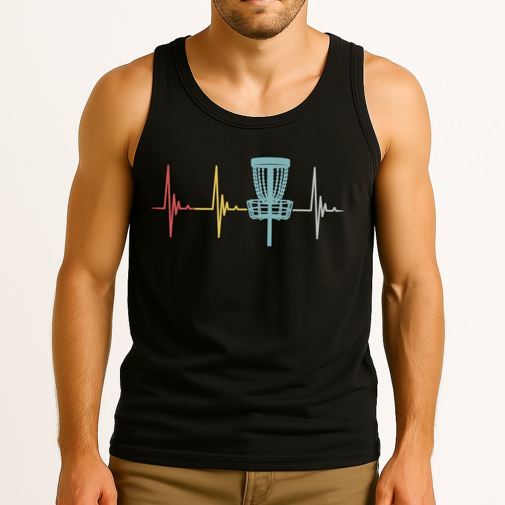 Retro Disc Golf Basket Vintage Heartbeat Golfer Tank Top