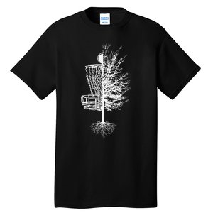 Retro Disc Golf Stupid Tree Funny Frisbee Golf Gift Tall T-Shirt