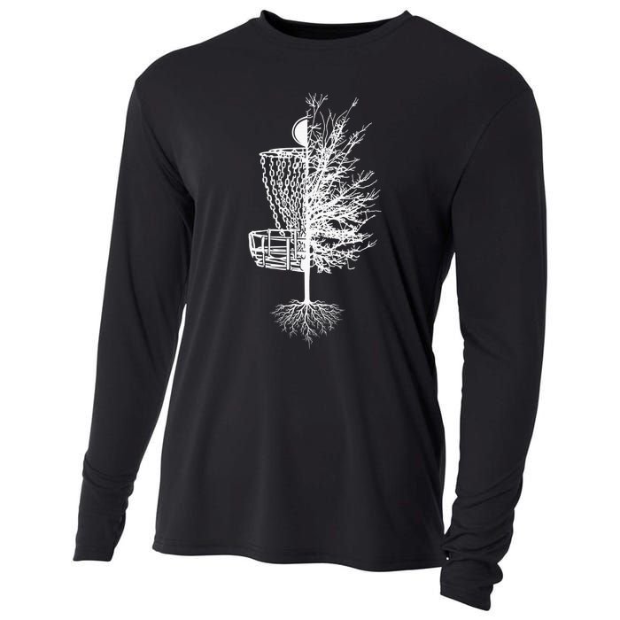 Retro Disc Golf Stupid Tree Funny Frisbee Golf Gift Cooling Performance Long Sleeve Crew