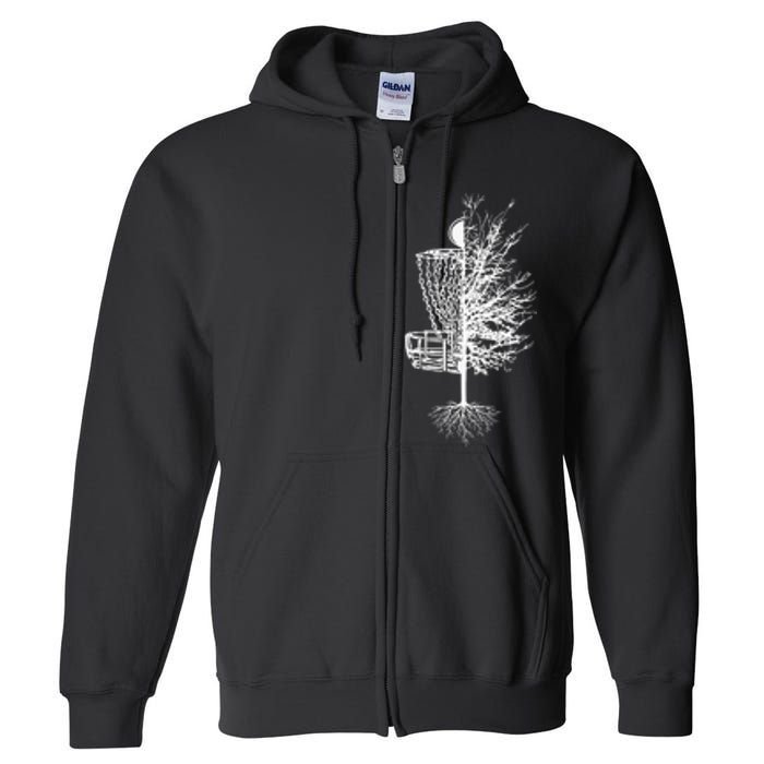 Retro Disc Golf Stupid Tree Funny Frisbee Golf Gift Full Zip Hoodie