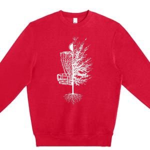 Retro Disc Golf Stupid Tree Funny Frisbee Golf Gift Premium Crewneck Sweatshirt