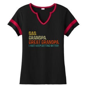 Retro Dad Grandpa Great Grandpa Fathers Day Funny Ladies Halftime Notch Neck Tee