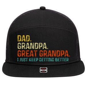 Retro Dad Grandpa Great Grandpa Fathers Day Funny 7 Panel Mesh Trucker Snapback Hat