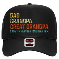 Retro Dad Grandpa Great Grandpa Fathers Day Funny High Crown Mesh Back Trucker Hat