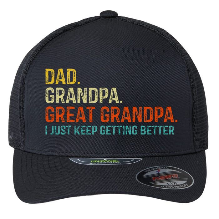 Retro Dad Grandpa Great Grandpa Fathers Day Funny Flexfit Unipanel Trucker Cap