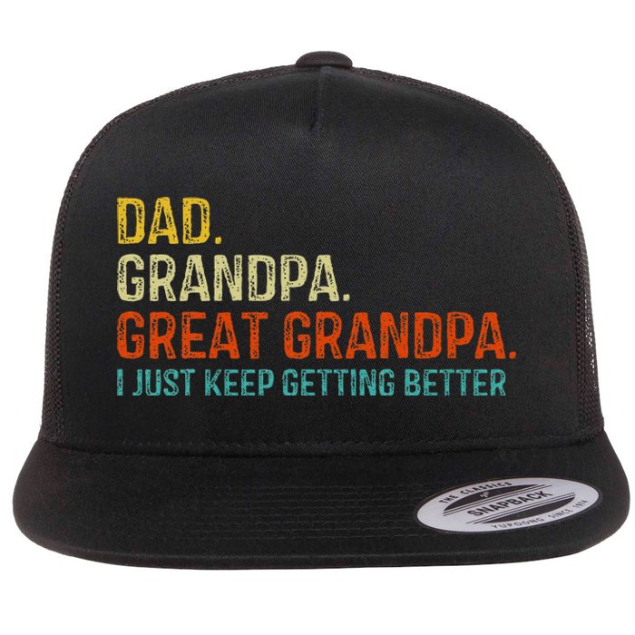 Retro Dad Grandpa Great Grandpa Fathers Day Funny Flat Bill Trucker Hat