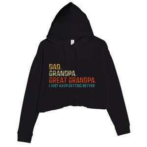 Retro Dad Grandpa Great Grandpa Fathers Day Funny Crop Fleece Hoodie