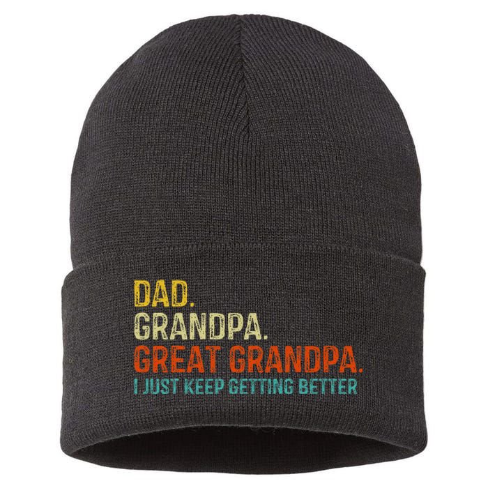 Retro Dad Grandpa Great Grandpa Fathers Day Funny Sustainable Knit Beanie