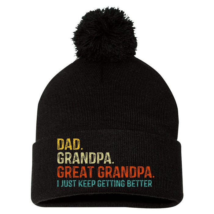 Retro Dad Grandpa Great Grandpa Fathers Day Funny Pom Pom 12in Knit Beanie