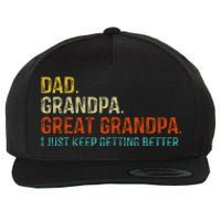 Retro Dad Grandpa Great Grandpa Fathers Day Funny Wool Snapback Cap