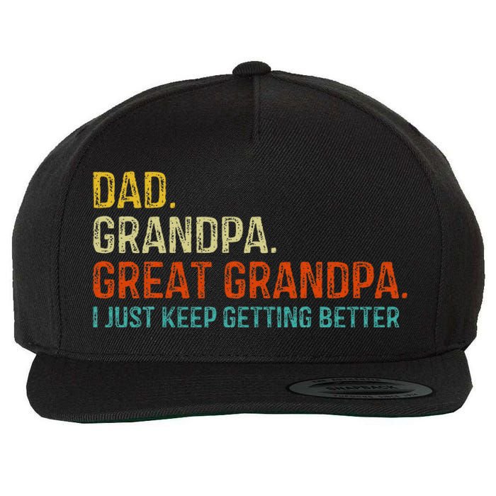 Retro Dad Grandpa Great Grandpa Fathers Day Funny Wool Snapback Cap