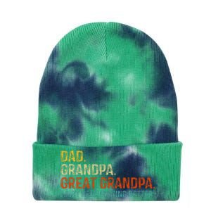 Retro Dad Grandpa Great Grandpa Fathers Day Funny Tie Dye 12in Knit Beanie