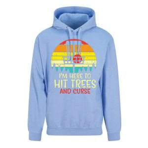 Retro Disc Golf Frisbee Golfer Sunset Hit Trees And Curse Unisex Surf Hoodie