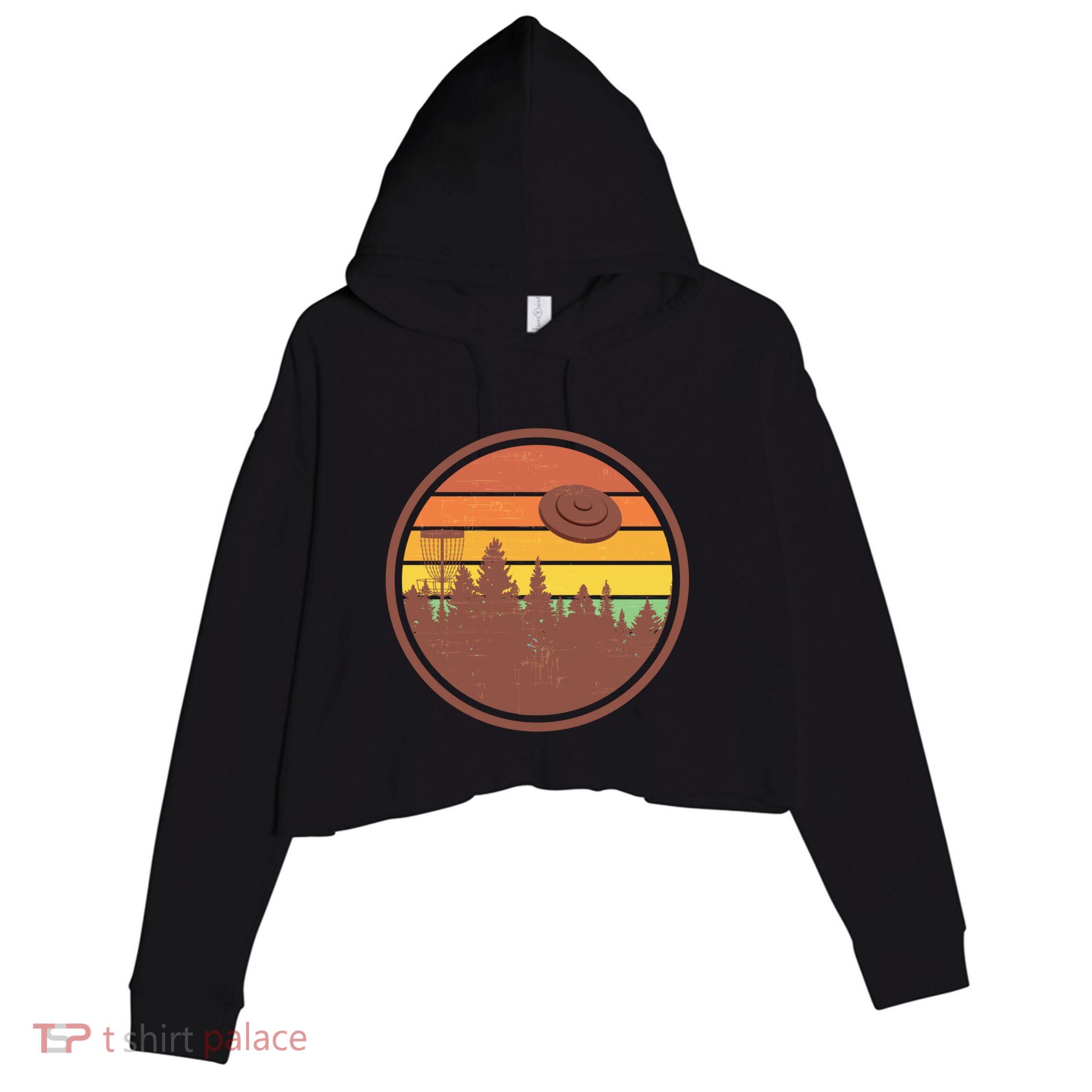 Retro Disc Golf Graphic Design Vintage Frolf Frisbee Lover Meaningful Gift Crop Fleece Hoodie