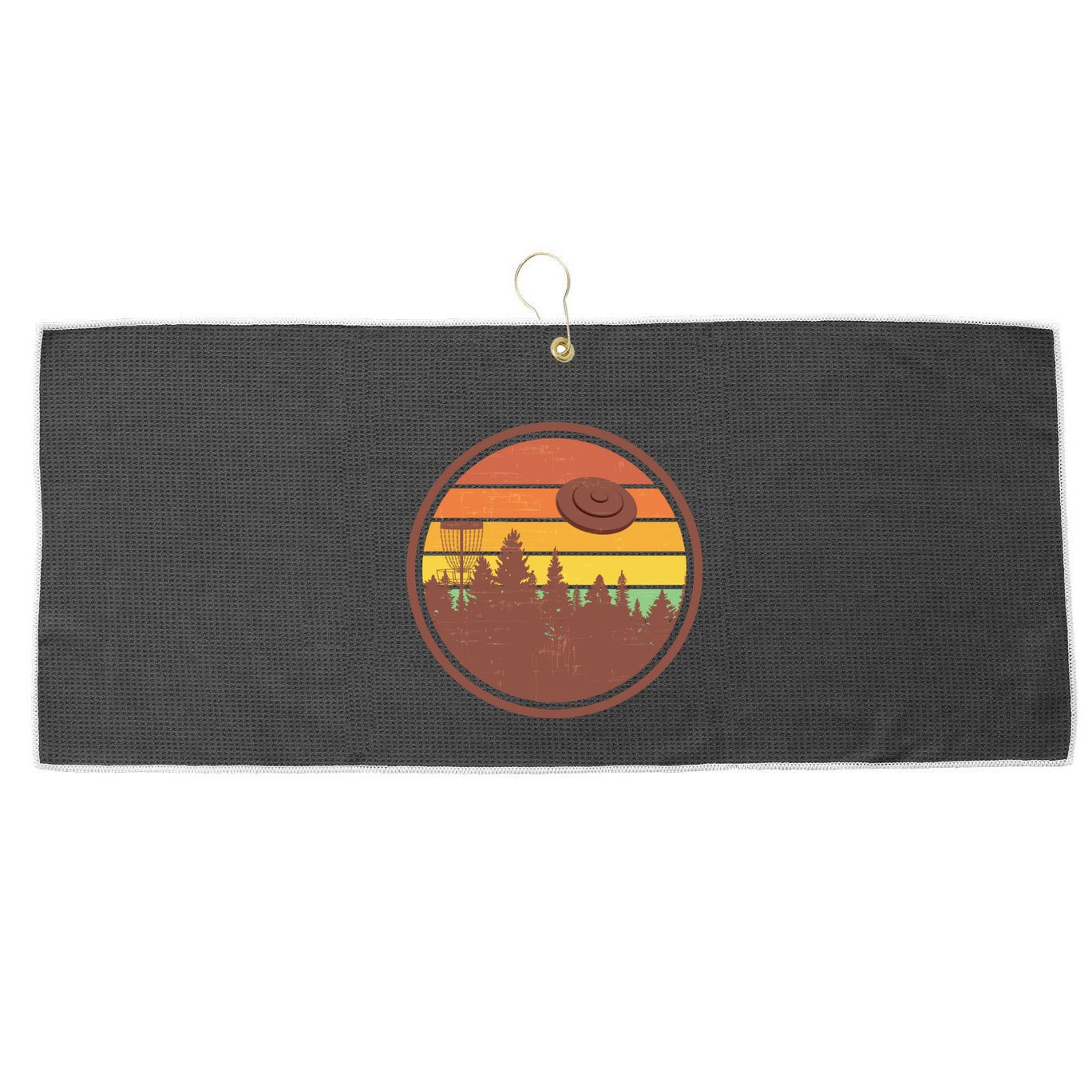 Retro Disc Golf Graphic Design Vintage Frolf Frisbee Lover Meaningful Gift Large Microfiber Waffle Golf Towel