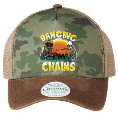 Retro Disc Golf Banging Chains Spooky Halloween Skeleton Legacy Tie Dye Trucker Hat