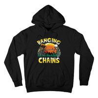 Retro Disc Golf Banging Chains Spooky Halloween Skeleton Hoodie