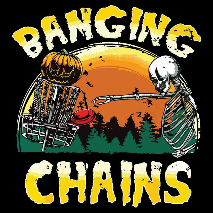 Retro Disc Golf Banging Chains Spooky Halloween Skeleton City Backpack